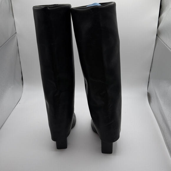 NEW MADDEN GIRL BLACK LEATHER TALL POINTED TOE BOOTS - Picture 4 of 9